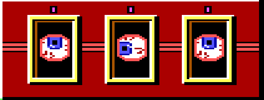 An excerpted animation of the Slots-O-Death, when three eyes are the result